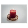 Candle on round wooden base red | No Branding | not available | not available