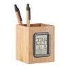 Bamboo penholder and LCD clock wood | No Branding | not available | not available