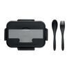 Lunch box with cutlery in PP black | No Branding | not available | not available | not available