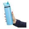 Recycled stainless steel drinking bottle (500 ml) Zeno light blue | No Branding | not available | not available