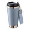 Recycled stainless steel double-walled drinking mug 500 ml Kayla beige