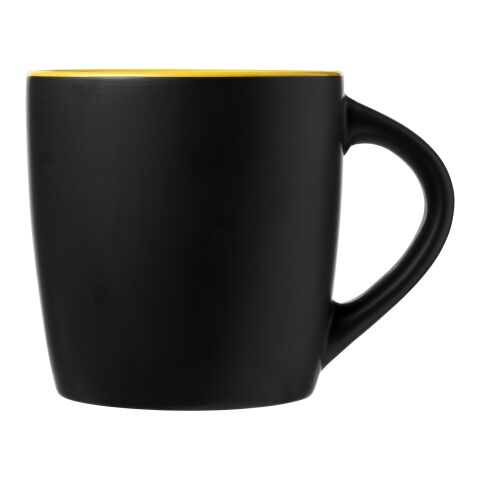 Riviera ceramic mug 340 ml Standard | Solid black-Yellow | not available | No Branding | not available | not available