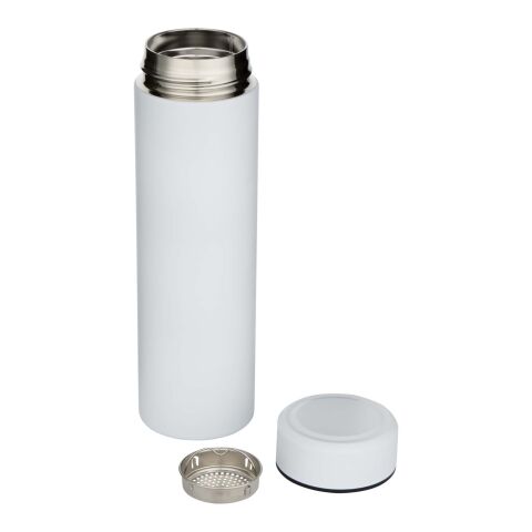 Taylor 450 ml double wall stainless steel flask with tea strainer Standard | White | No Branding | not available | not available