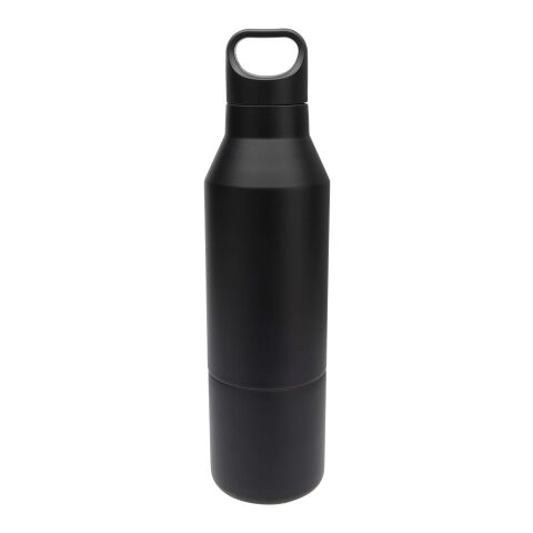 Odessy 600 ml RCS certified recycled stainless steel insulated bottle with 300 ml cup Standard | Solid black | not available | No Branding | not available | not available