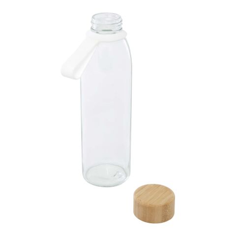 Porto 500 ml glass water bottle with silicone handle and bamboo lid  Standard | White | No Branding | not available | not available