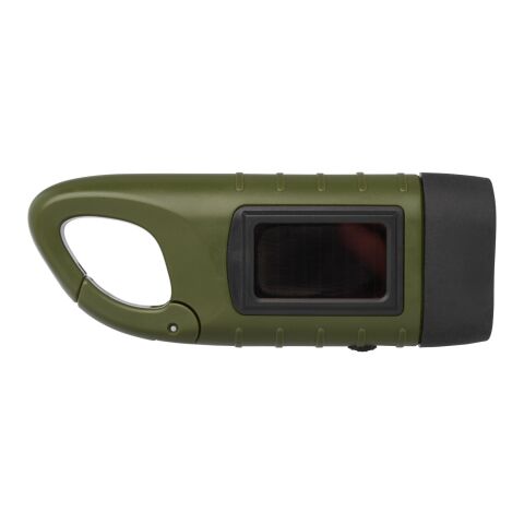 Helios recycled plastic solar dynamo flashlight with carabiner Standard | Army green | No Branding | not available | not available