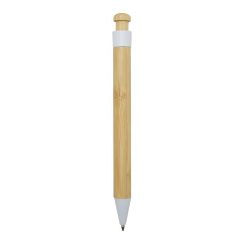 Rattan bamboo and recycled plastic ballpoint pen (black ink) Standard | white | No Branding | not available | not available