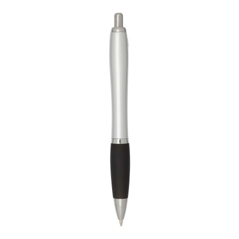 Nash RCS recycled plastic ballpoint pen with silver barrel and coloured grip (black ink) Standard | Solid black | No Branding | not available | not available