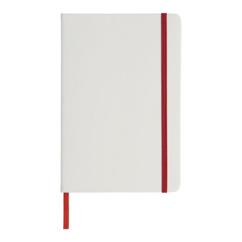 Spectrum A5 white notebook with coloured strap Standard | White-Red | not available | No Branding | not available | not available | not available