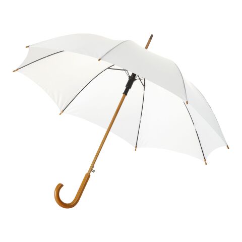 Kyle 23&quot; auto open umbrella wooden shaft and handle Standard | White | No Branding | not available | not available | not available