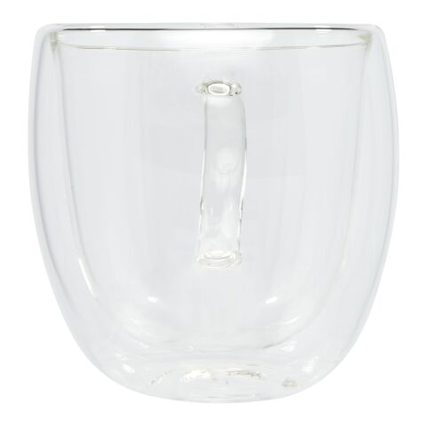 Manti 2-piece 250 ml double-wall glass cup with bamboo coaster Standard | White-Natural | Not applicable | No Branding | not available | not available