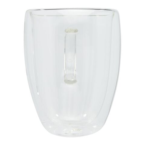 Manti 2-piece 350 ml double-wall glass cup with bamboo coaster Standard | White-Natural | Not applicable | No Branding | not available | not available