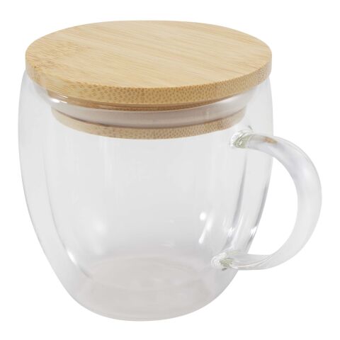Lenora 250 ml glass cup with bamboo lid Standard | White | No Branding | not available | not available