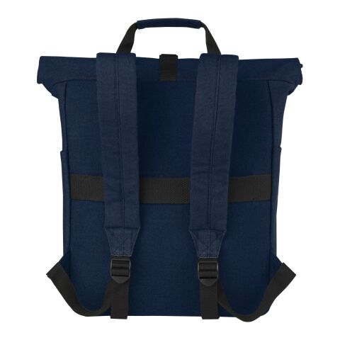 Joey 15” GRS recycled canvas rolltop laptop backpack 15L Standard | Deep blue | No Branding | not available | not available | not available