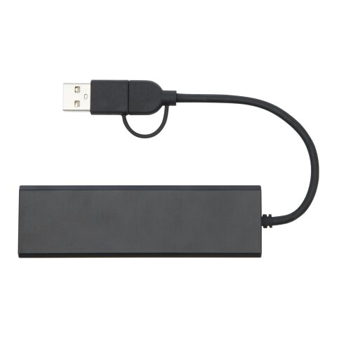 Rise RCS recycled aluminium USB 2.0 hub Standard | Solid black | No Branding | not available | not available