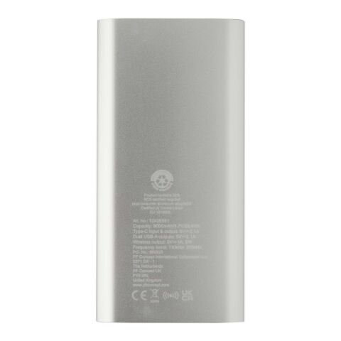 Juice 8000 mAh Type-C recycled aluminium wireless power bank Standard | Silver | not available | No Branding | not available | not available