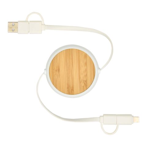 Chechia 5-in-1 recycled plastic 100 cm retractable data sync and 45W fast charge cable Standard | White | not available | No Branding | not available | not available