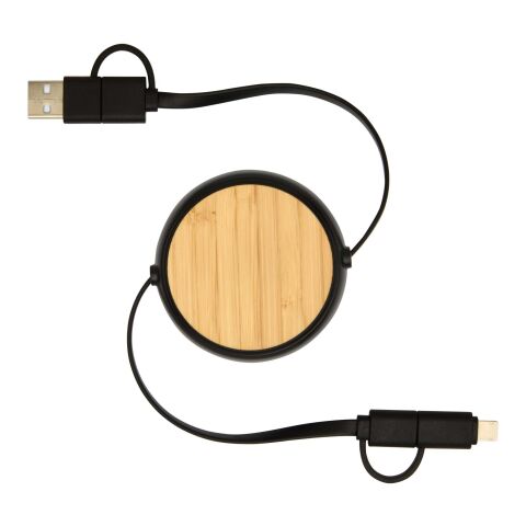 Chechia 5-in-1 recycled plastic 100 cm retractable data sync and 45W fast charge cable Standard | Black | No Branding | not available | not available