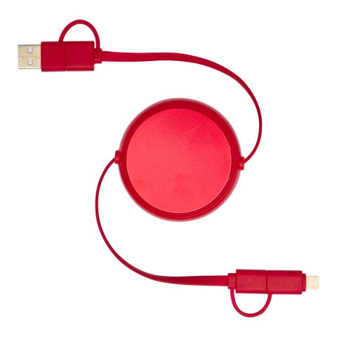 Alasia 5-in-1 100 cm recycled plastic and aluminium retractable data sync and 45W fast charge cable Red | not available