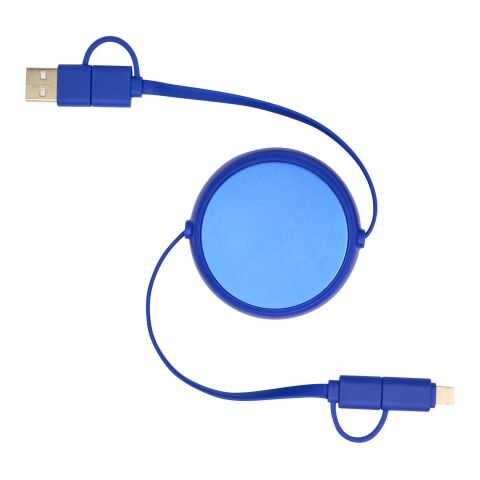 Alasia 5-in-1 100 cm recycled plastic and aluminium retractable data sync and 45W fast charge cable Standard | Royal blue | not available | No Branding | not available | not available