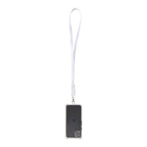 Franz recycled plastic smartphone lanyard with built-in data sync and 65W fast charge 5-in-1 cable Standard | white | No Branding | not available | not available | not available