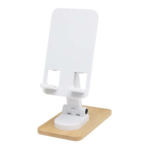 Alfirk recycled plastic foldeable desk phone stand with bamboo details Standard | White | No Branding | not available | not available