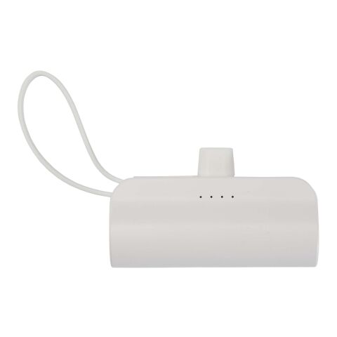 Alnair 5000 mAh 10W recycled plastic Type-C power bank with built-in flip stand and 2-in-1 cable Standard | White | No Branding | not available | not available