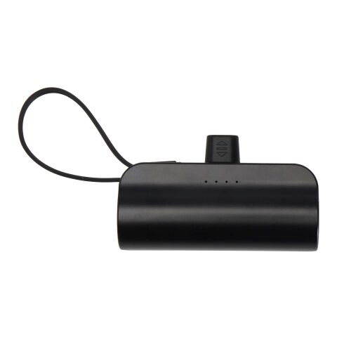 Alnair 5000 mAh 10W recycled plastic Type-C power bank with built-in flip stand and 2-in-1 cable Solid black | not available