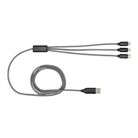 Alphecca recycled aluminium and RPET 5-in-1 charging cable  Solid black
