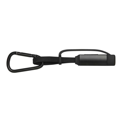 Algieba 65W 3-in-1 recycled aluminium charging cable with carabiner Solid black