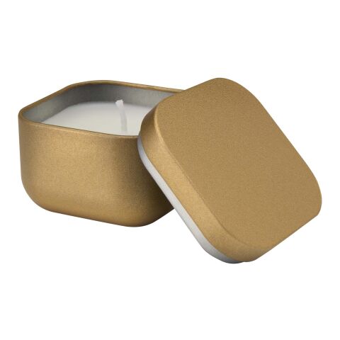 Tindra square tin candle with vanilla aroma Gold