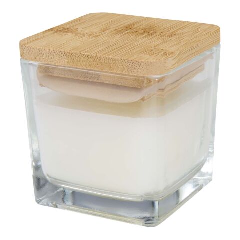 Ambra square glass candle with bamboo lid White