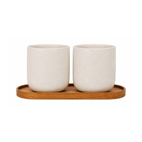 Originalhome oval wooden tray and 150 ml ceramic mug set Wood