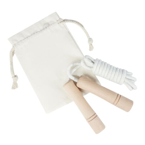 Denise wooden skipping rope in cotton pouch Standard | Off white-Wood | No Branding | not available | not available