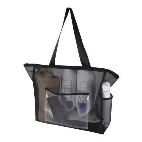 Mesh GRS recycled tote bag 23L Solid black