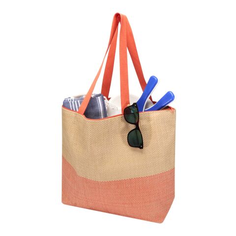 Rhythm straw paper large zipped tote bag 21L Brick