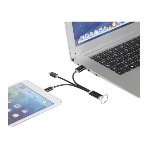 Metal 3-in-1 charging cable with keychain Standard | Black | not available | No Branding | not available | not available