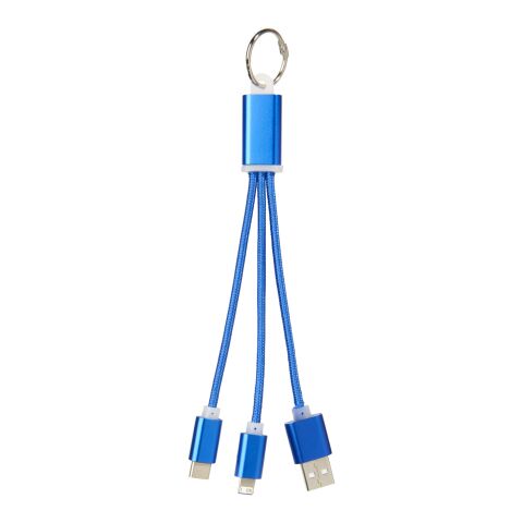 Metal 3-in-1 charging cable with keychain Standard | Royal blue | No Branding | not available | not available