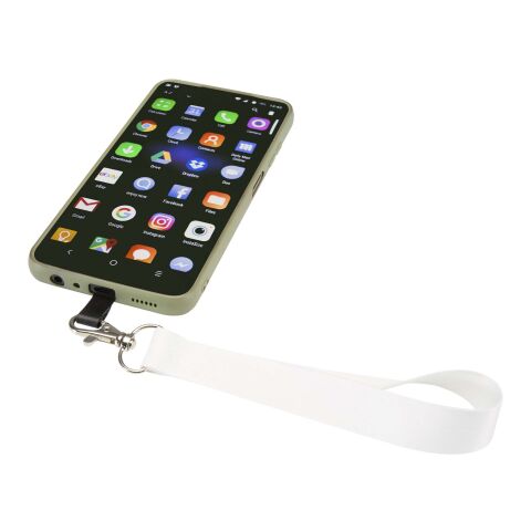 Gaby RPET sublimation mini-lanyard with phone holder White | No Branding | not available | not available