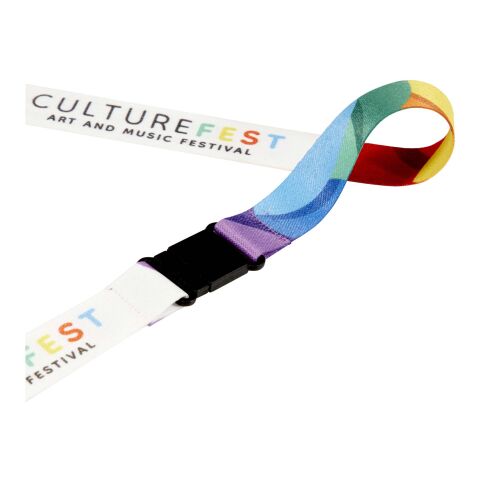 Lois sublimation RPET lanyard with safety buckle Solid black-White | 10mm | No Branding | not available | not available