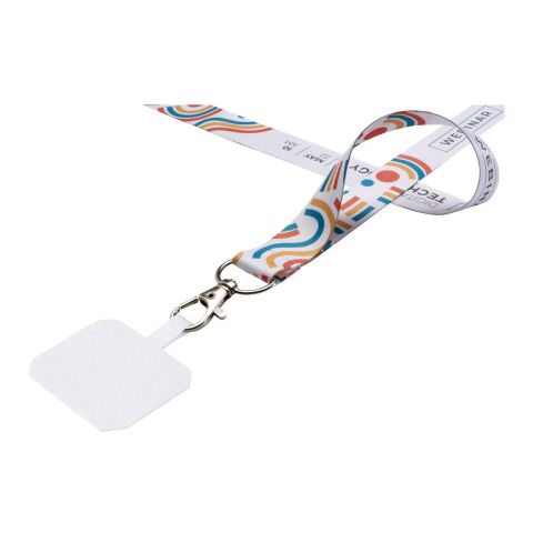 Addie sublimation RPET lanyard with phone holder and safety breakaway white-white | 10mm | No Branding | not available | not available
