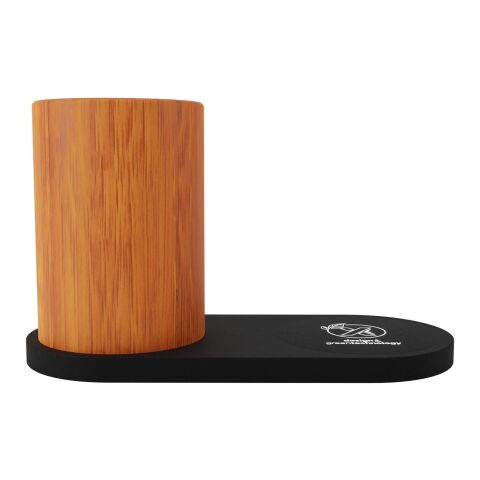 SCX.design W17 10W light-up logo wireless charging pad with pen holder Wood-Solid black | No Branding | not available | not available