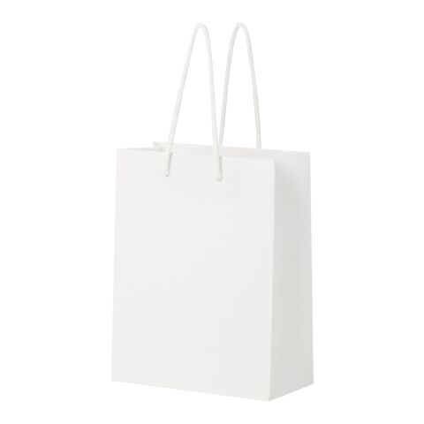 Handmade 170 g/m2 integra paper bag with plastic handles - medium white | No Branding | not available | not available