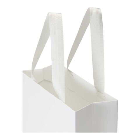 Smartfold 230 g/m2 paper bag with ribbon handles and matt lamination -  24 x 10 x 32 cm White