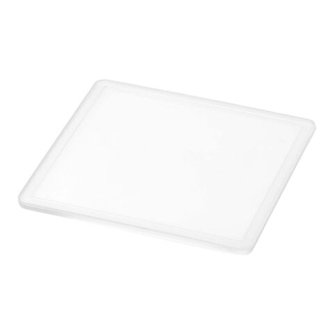 Ellison square plastic coaster with paper insert White | No Branding | not available | not available