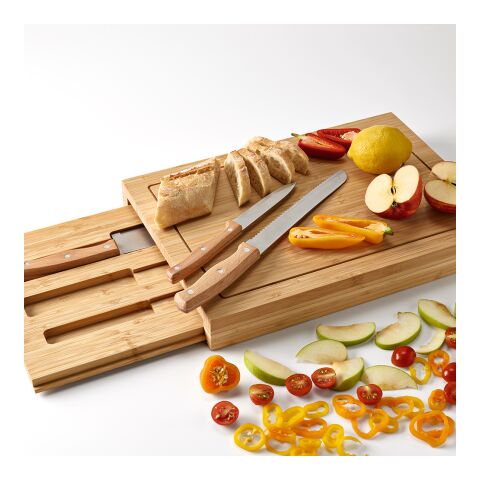 Brancusi Board Bamboo with Kitchen Knives Natural | No Branding | not available | not available | not available