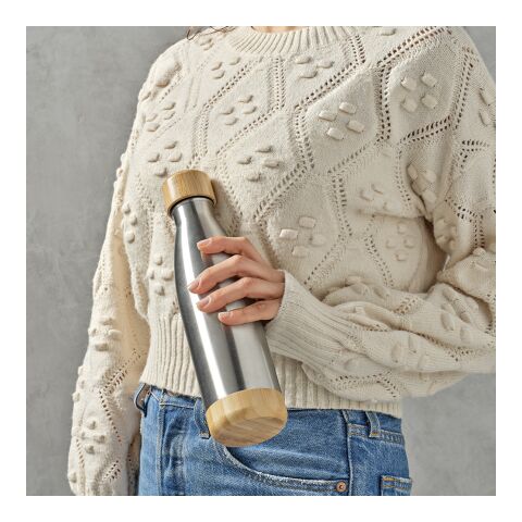 Rio Grande Bottle rSS and Bamboo 530ml. Double wall and Leakproof Silver | No Branding | not available | not available | not available