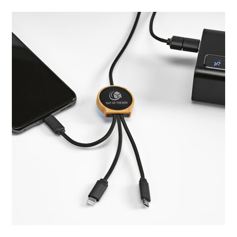 Asimov 5-in-1 Cable Bamboo and rPET. Backlit logo. Solid black | No Branding | not available | not available | not available