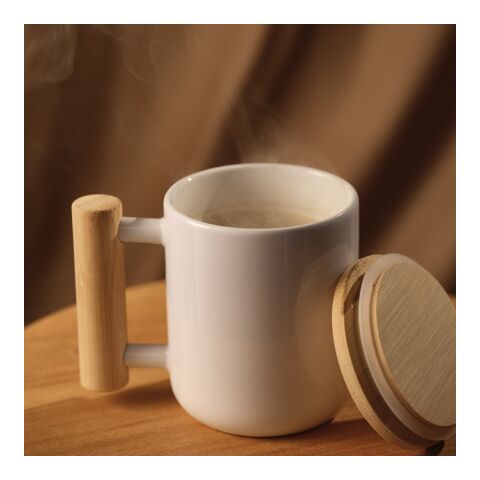 Douro Mug Ceramic, Bamboo lid and handle 380ml. Sublimation White | No Branding | not available | not available | not available