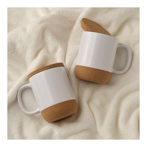 Ebro Mug Ceramic, Cork lid and base 380ml. Sublimation White | No Branding | not available | not available | not available